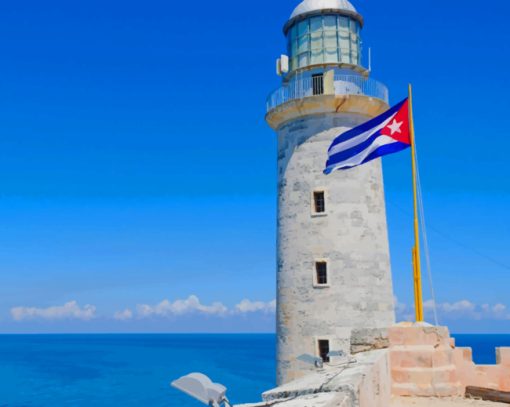 Cuba Beach Lighthouse paint by numbers