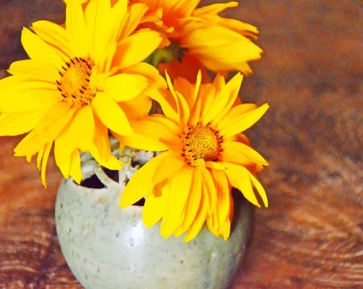 Decoration Vase With Yellow Flowers paint by numbers