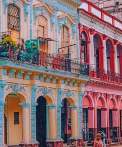 Colorful Buildings Cuba paint by numbers