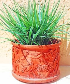 Fresh Green Plant Clay Jar paint by numbers