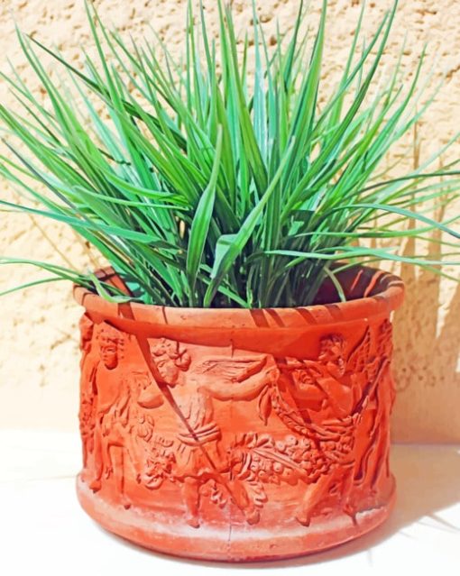 Fresh Green Plant Clay Jar paint by numbers