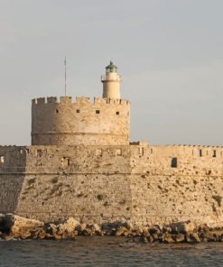 Greece Lighthouse Agios Nikolaos Fortress paint by numbers