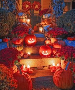 Outdoor Halloween Pumpkins paint by numbers