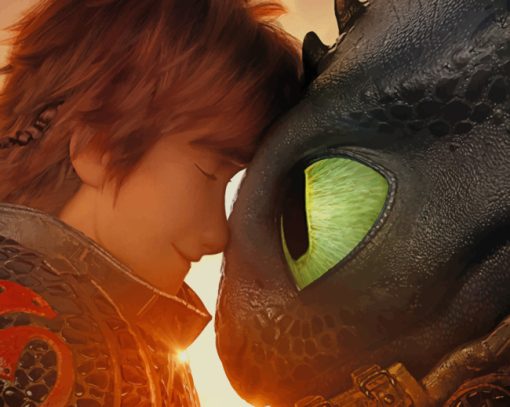 Hiccup Horrendous With Dragon Cartoon paint by numbers