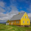 Iceland Houses Yellow Clouds paint by numbers