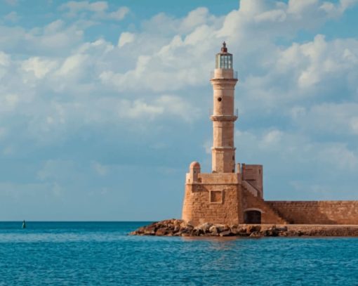 Lighthouse With Sea Boat In Egypt paint by numbers