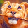 Lion Cub With Stick paint by numbers