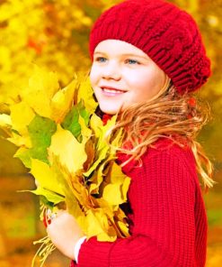 Little Girl During Autumn paint by numbers