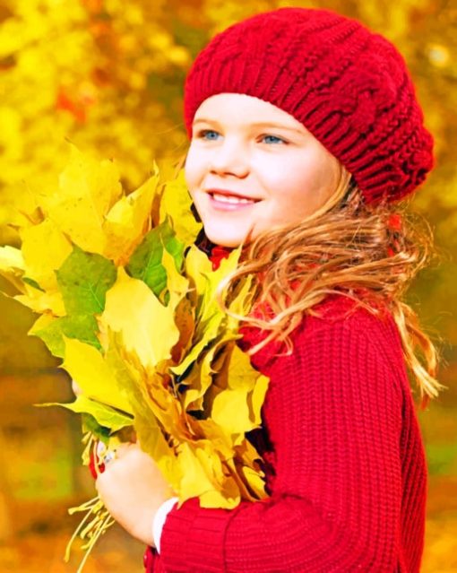 Little Girl During Autumn paint by numbers