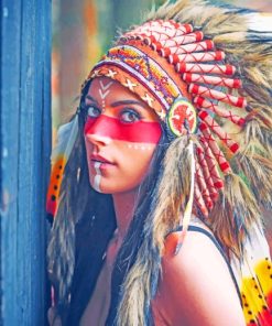 Red Indian Women Paint By Numbers