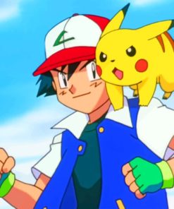 Pokemon Ash And Pikachu paint by numbers