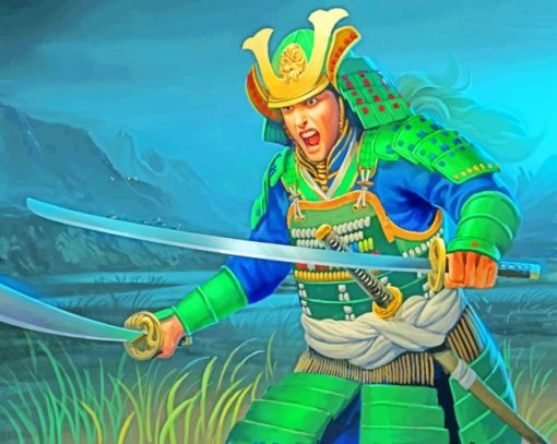 Animated Samurai Warrior paint by numbers