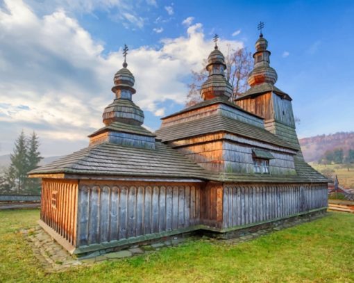 Slovakia Temples Church Bodruzal Wooden Dome paint by numbers