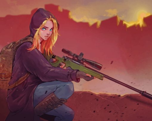 Sniper Girl With Amw paint by numbers