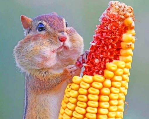 Squirrel Eating Corn paint by numbers