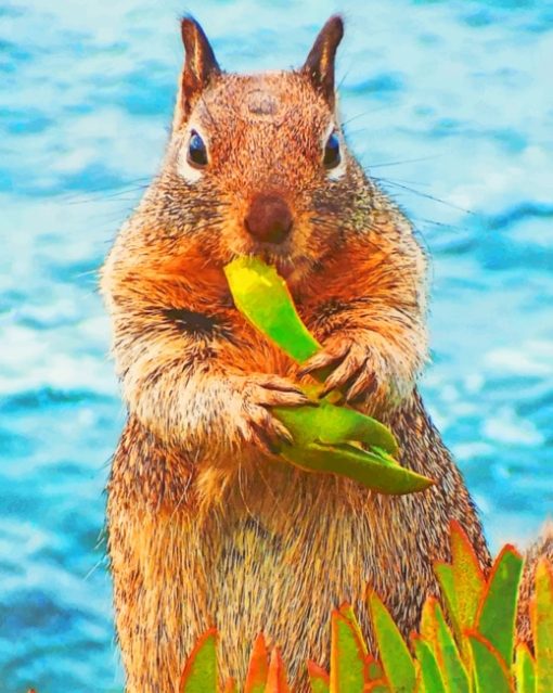 Squirrel Eating Leaves paint by numbers