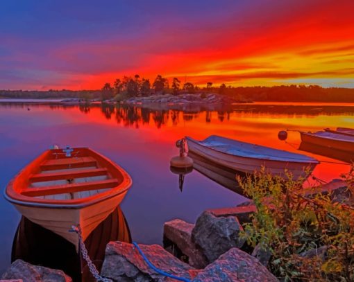 Sweden Sunrises Boat Paint By Numbers