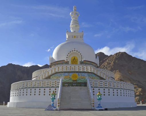 Temples India Shanti Stupa Leh District Ladakh paint by numbers