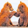 Two Baby Bears On Beach paint by numbers