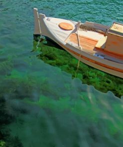 White Boat On Sea paint by numbers