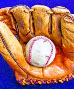 Worn Out Baseball Glove And Ball paint by numbers