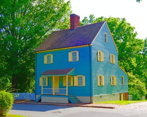 Yellow Blue House Paint By Numbers