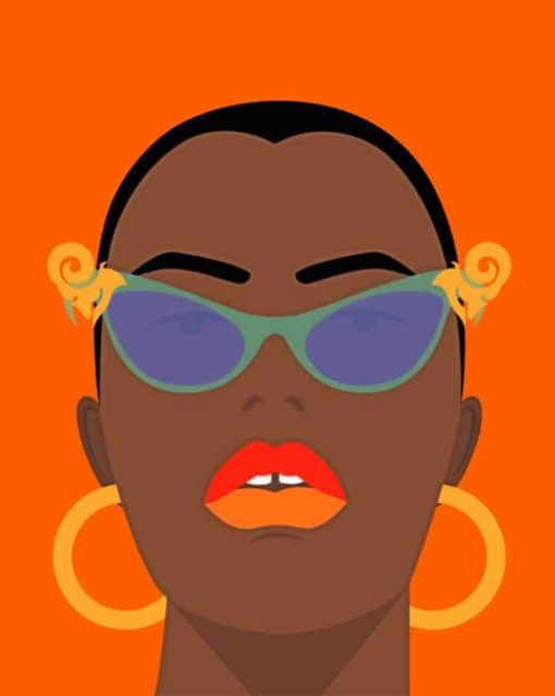 African Girl With Glasses Illustration paint by numbers