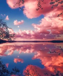 Pink Clouds Reflection paint by numbers