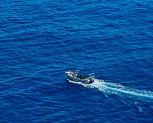 Boat In The Vast Ocean paint by numbers