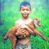 Boy In Thailand Holding Little Sheep paint by numbers