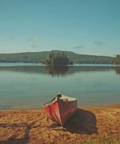 Canoe Resting On Small Beach paint by numbers