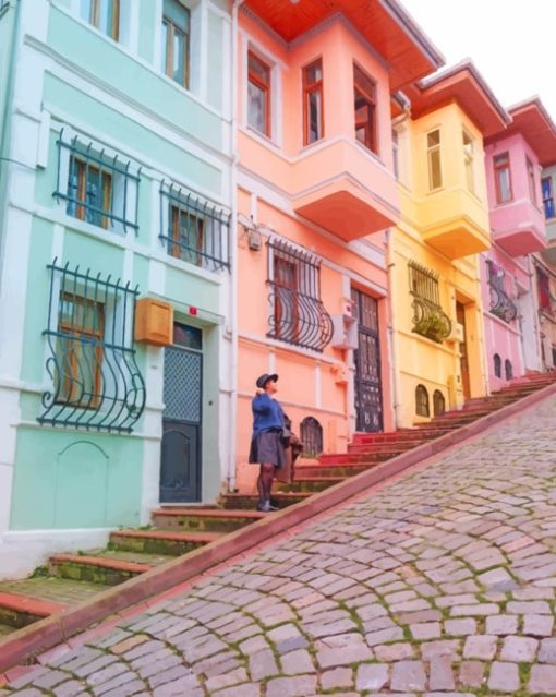 Colorful Buildings Istanbul Turkey paint by numbers