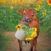 Cow In Sunflower Field paint by numbers