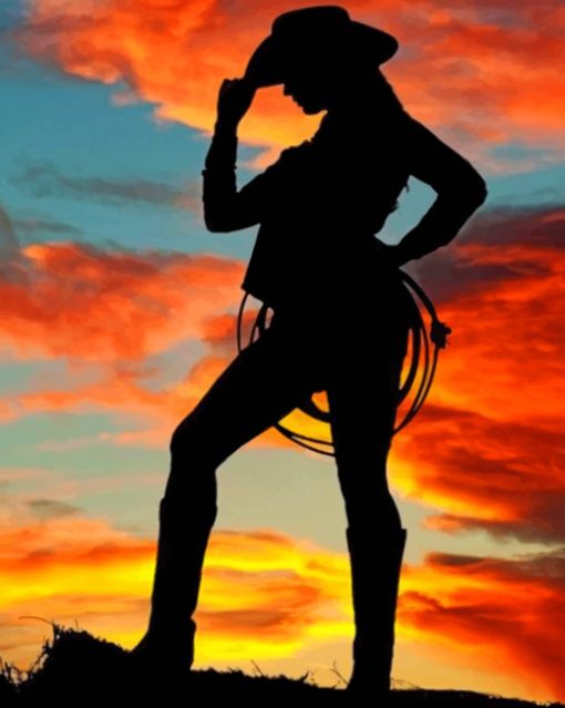 Cowgirl At Sunset paint by numbers