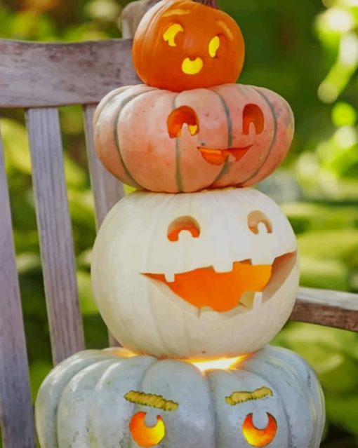 Cute Pumpkins paint by numbers