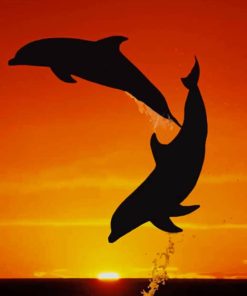 Dolphins Jumping In The Sunset paint by numbers