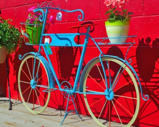 Flower Vases On A Bicycle Decor paint by numbers