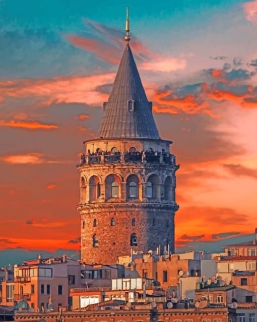 Galata Tower Istanbul paint by numbers