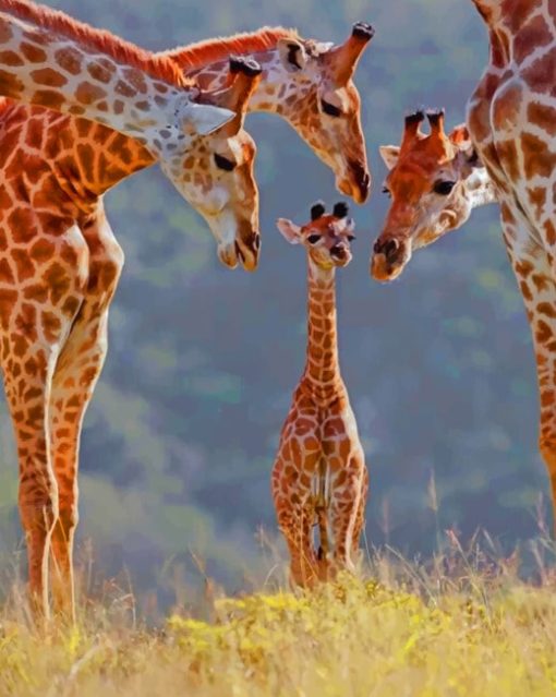 Giraffe Family paint by numbers