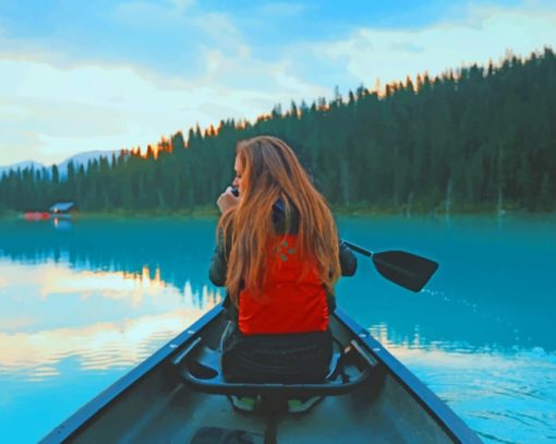 Girl On Kayak Boat paint by numbers