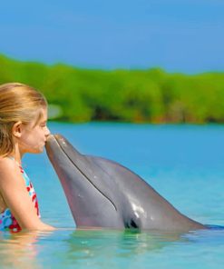 Girl And Dolphin In Maldives paint by numbers