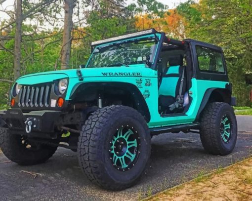 Green Jeep Wrangler paint by numbers