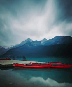 Illuminated Clouds Overlooking A Clear Lake paint by numbers