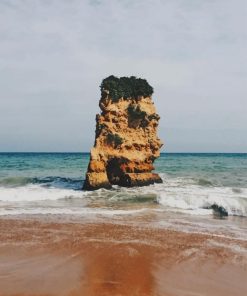 Large Rock Stands Guard In The Middle Of The Ocean paint bynumbers