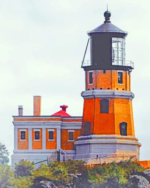 Lighthouse Building On Cliff paint by numbers