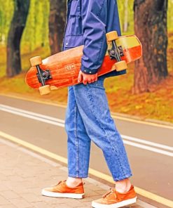 Man In Blue Denim Jeans And Skate paint by numbers