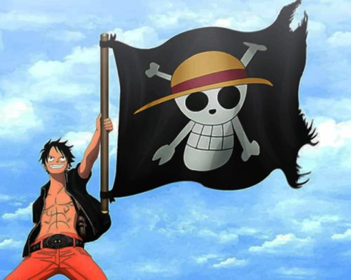 Monkey D Luffy One Piece With Pirates Flag paint by numbers