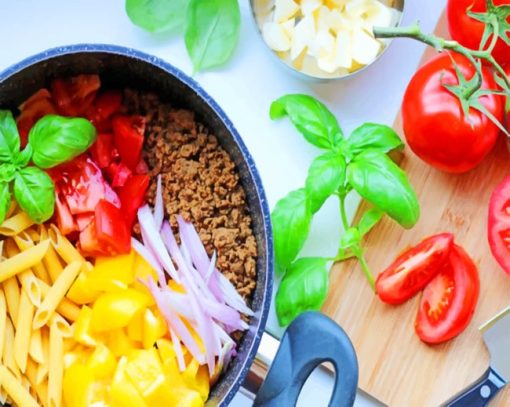 Pasta With Vegetables paint by numbers