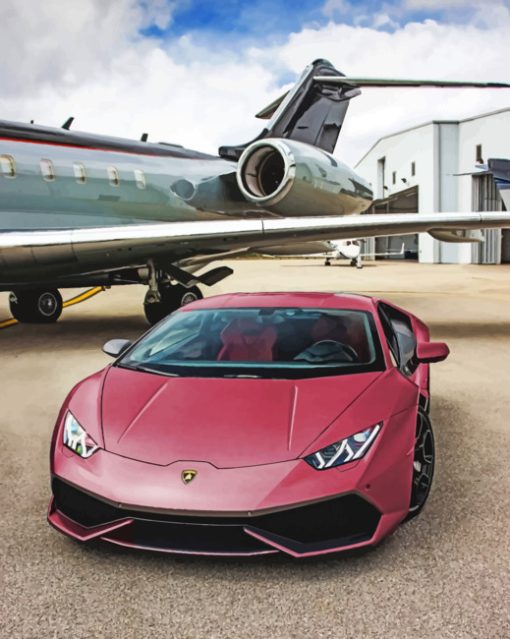 Pink Lamborghini paint by numbers