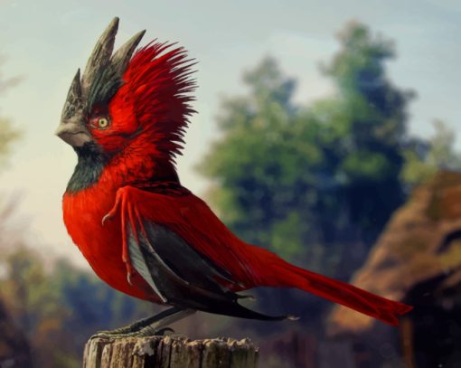 Red Paradise Bird paint by numbers